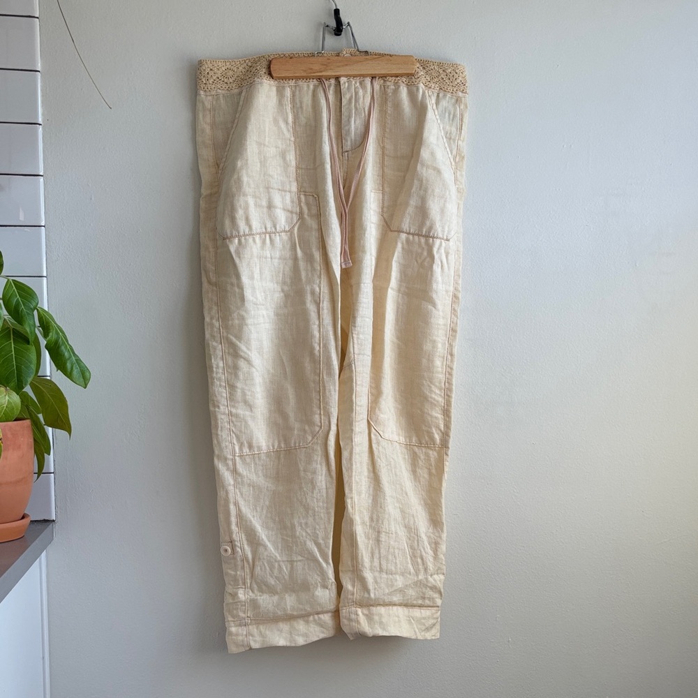 Butter yellow linen Anthropologie pants, size 29